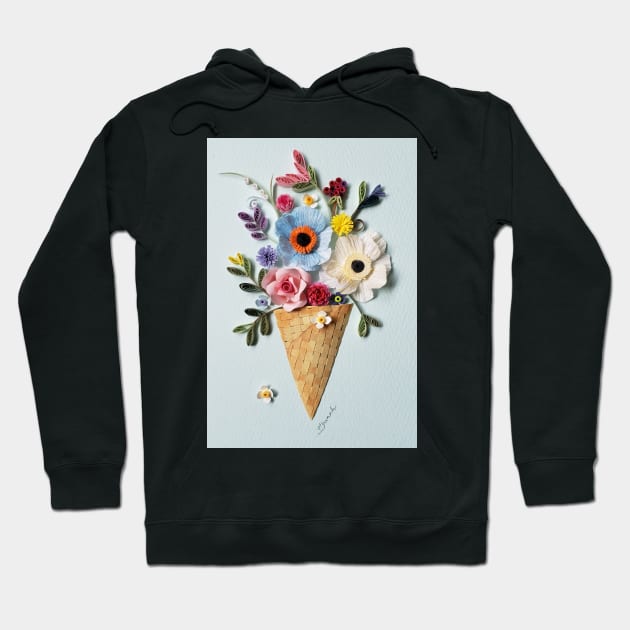 Printed Paper Quilling art. Botanical flower art. flower cone art Hoodie by solsolyi